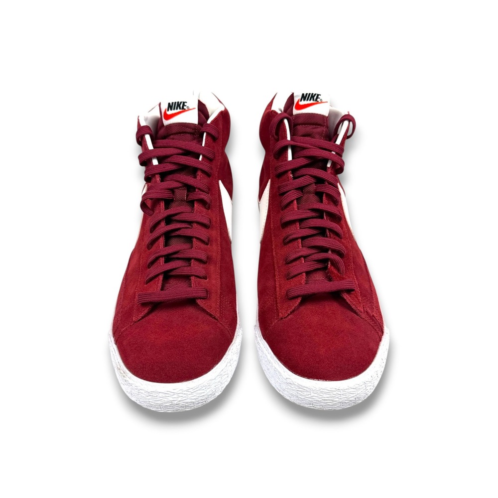 Nike Blazer Mid Premium Team Red Suede Mens 14 Big Swoosh Retro Shoes 429988-603 - Picture 3 of 12